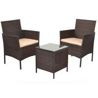 Lounge-Gartenset 3-tlg. Polyrattan braun 3