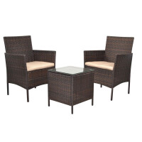 Lounge-Gartenset 3-tlg. Polyrattan braun 4