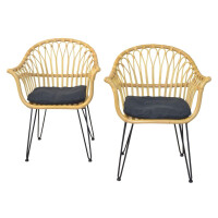 Rattan-Armlehnstuhl mit Sitzkissen im 2e gallery