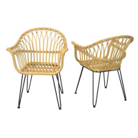 Rattan-Armlehnstuhl mit Sitzkissen im 2er-Set, Naturfarben 3