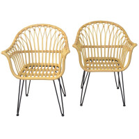 Rattan-Armlehnstuhl mit Sitzkissen im 2er-Set, Naturfarben 4