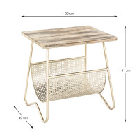 Haku Beistelltisch mit Zeitungsablage gold-natur 7