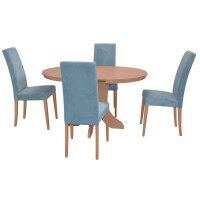 Polsterstuhl - Esszimmerstuhl 2er-Set Buche-Nb./Blau 4
