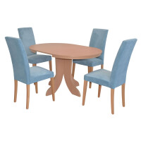 Polsterstuhl - Esszimmerstuhl 2er-Set Buche-Nb./Blau 5