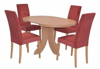 Tischgruppe 5-teilig Buche-Nb. /Rot
