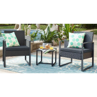 Sitzgruppe 5-tlg. Polyrattan Anthrazit/Grau 1
