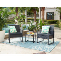 Sitzgruppe 5-tlg. Polyrattan Anthrazit/Grau 3