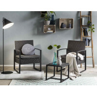 Sitzgruppe 5-tlg. Polyrattan Anthrazit/Grau 5