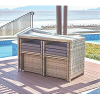 Sitzgruppe 9-tlg. Polyrattan Natur/Grau 2