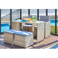 Sitzgruppe 9-tlg. Polyrattan Natur/Grau 7