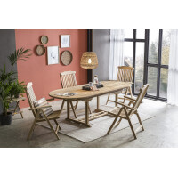Sitzgruppe 5-tlg. Teak 4 Hochlehner, 1 Ausziehtisch 3