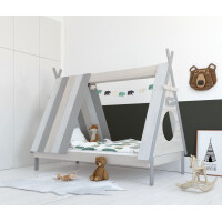 Kinderbett in Form eines Zeltes, inkl. Lattenrost weiß/grau 5