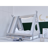Kinderbett in Form eines Zeltes, inkl. Lattenrost weiß/grau 7