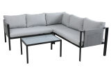 Eck-Lounge-Set Grau/Schwarz