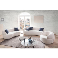 Nierensofa 2-Sitzer Bouclé Stoff Weiß 5