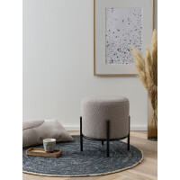 Polsterhocker Ø35 cm Bouclé Stoff Taupe/Schwarz 4