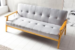 Schlafsofa Webstoff/Massivholz Hellgrau 190x85 cm