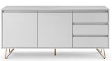 Sideboard mit 2 Türen und 3 Schubladen Weiß/Gold