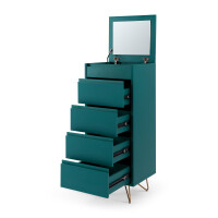 Kommode 4 Schubladen, 1 Fach& Klapp-Spiegel Blau/Gold 3