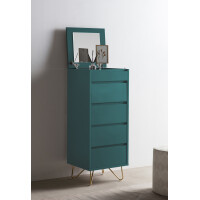 Kommode 4 Schubladen, 1 Fach& Klapp-Spiegel Blau/Gold 4