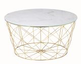 Couchtisch mit Metallkorb Weiß/Gold Ø 80 cm