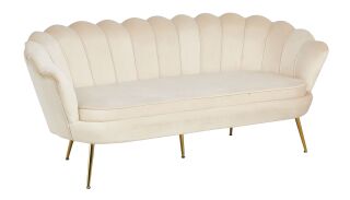 Muschelsofa 3-Sitzer aus Samt Beige/Gold