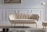 Muschelsofa 3-Sitzer aus Samt Beige/Gold