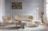 Muschelsofa 3-Sitzer aus Samt Beige/Gold