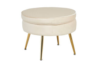 Sitzpouf rund aus Samt Beige/Gold