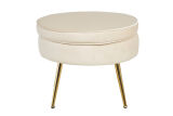 Sitzpouf rund aus Samt Beige/Gold