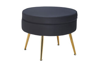 Sitzpouf rund aus Samt Schwarz/Gold