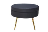 Sitzpouf rund aus Samt Schwarz/Gold