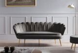 Sitzpouf rund aus Samt Schwarz/Gold