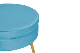 Sitzpouf rund aus Samt Blau/Gold