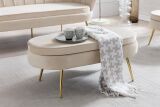 Sitzpouf oval aus Samt Beige/Gold 99x44 cm