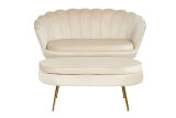 Sitzpouf oval aus Samt Beige/Gold 99x44 cm