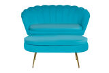 Sitzpouf oval aus Samt Blau/Gold 99x44 cm