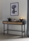Schreibtisch Schwarz/Eiche Echtholzfurnier 120x50 cm