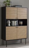 Highboard Schwarz/Eiche Echtholzfurnier