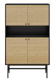 Highboard Schwarz/Eiche Echtholzfurnier