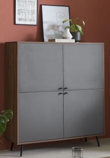 Highboard Walnuss/Grau