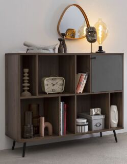 Bücherregal Sideboard  Walnuss/Grau