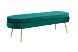 Sitzbank oval lang aus Samt Grün/Gold 142x45 cm