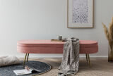 Sitzbank oval lang aus Samt Rose/Gold 142x45 cm
