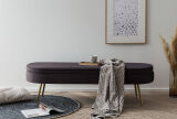 Sitzbank oval lang aus Samt Schwarz/Gold 142x45 cm