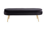 Sitzbank oval lang aus Samt Schwarz/Gold 142x45 cm