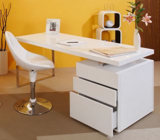 Schreibtisch inkl. Container mit 3 Schubladen weiß 160x70x76 cm weiß