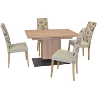 Essgruppe, Tischgruppe 5-teilig Eiche/Beige 3