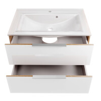 Fackelmann Waschplatz-Set 2-teilig "B.Brillant" 80 cm Ast-Eiche/Glas Weiß 2