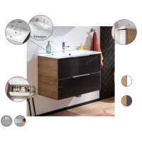 Fackelmann Waschplatz-Set 2-teilig "B.Brillant" 80 cm Ast-Eiche/Glas Weiß 3